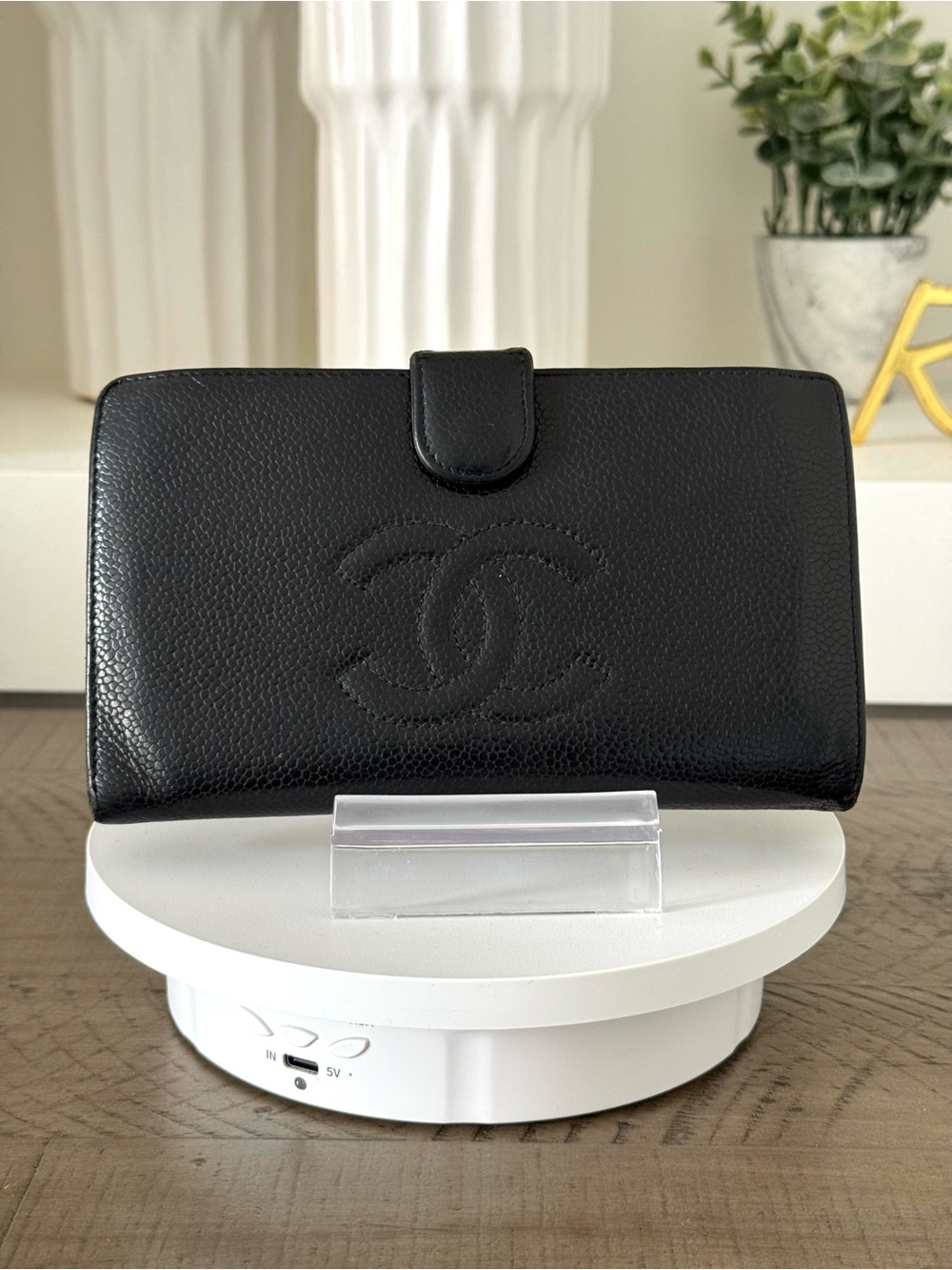 Chanel Timeless CC Black Caviar Leather French Wallet Long Wallet